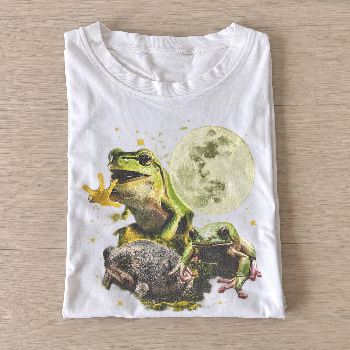 Moonlit frog trio graphic t shirt white20moonlit frog trio.webp
