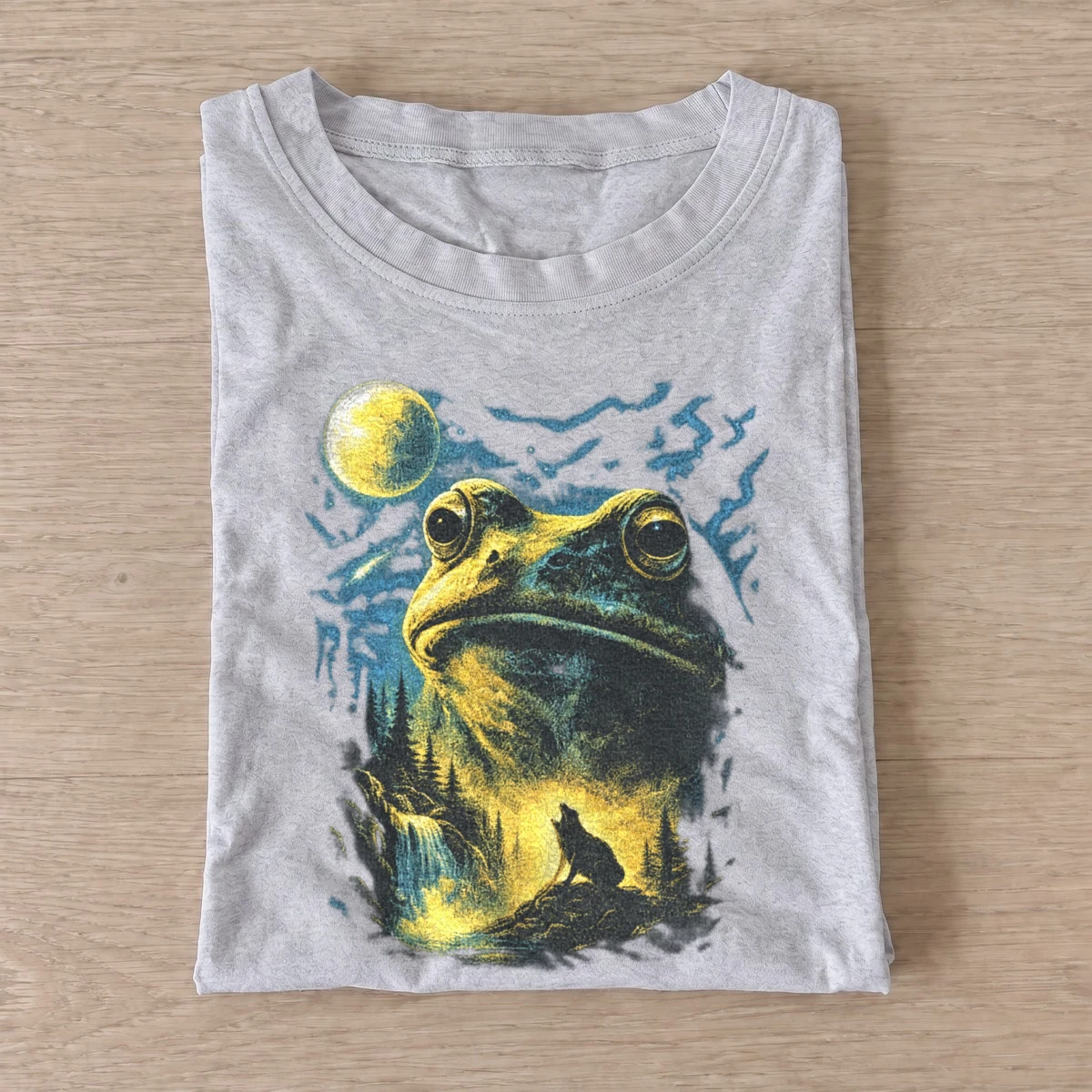 Moonlit frog and wolf graphic t shirt gray20moonlit frog wolf.webp