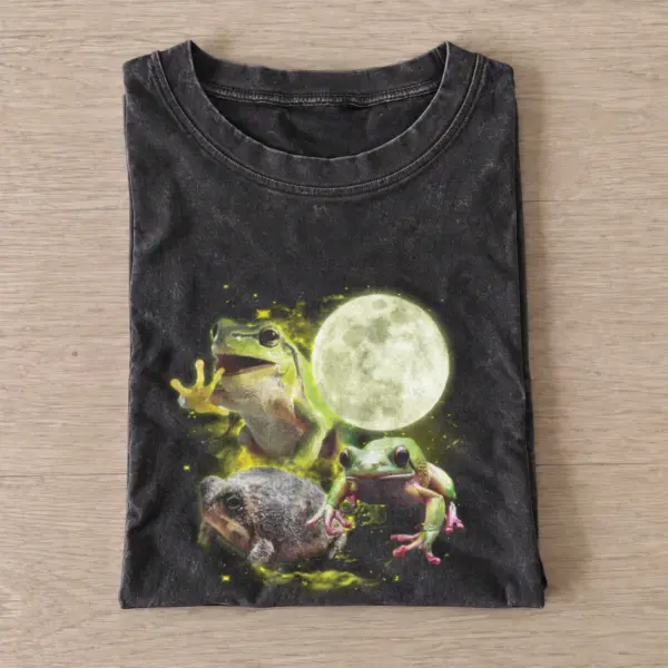 Moonlit frogs vintage t shirt washed20black20moonlit frogs.webp