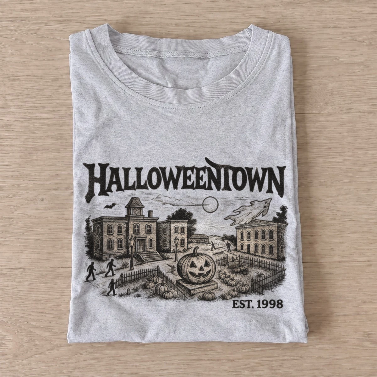 Moonlit halloweentown est. 1998 t shirt gray20moonlit haunted town.webp