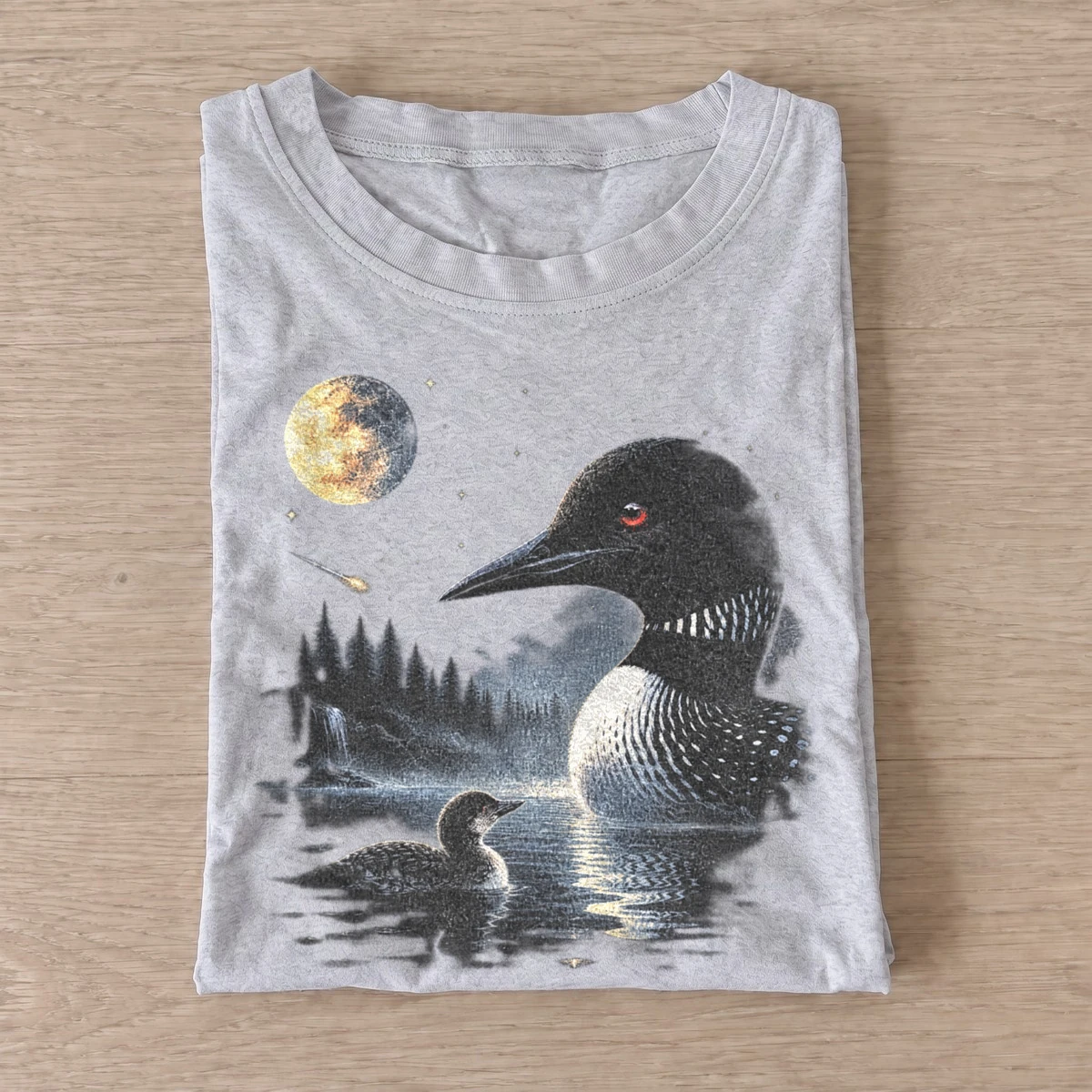 Moonlit loon wildlife graphic t shirt gray20moonlit loon.webp