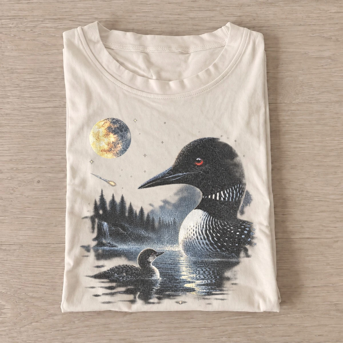 Moonlit loon wildlife graphic t shirt sand20moonlit loon.webp