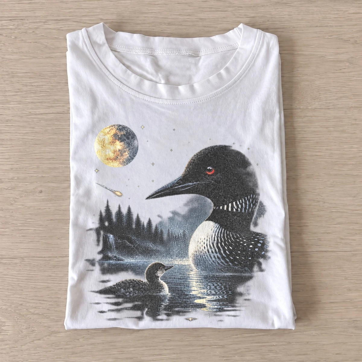 Moonlit loon wildlife graphic t shirt white20moonlit loon.webp
