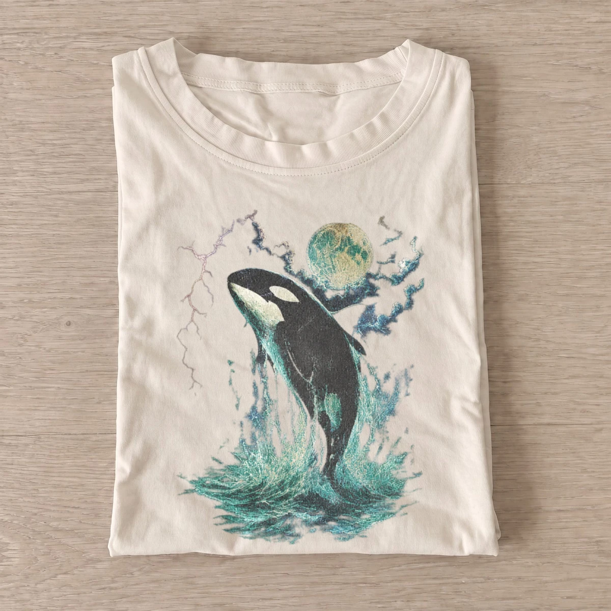 Moonlit orca breaching ocean t shirt sand20moonlit orca.webp