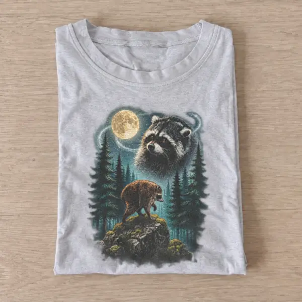 Moonlit raccoon and bear forest t shirt gray20moonlit raccoon bear.webp
