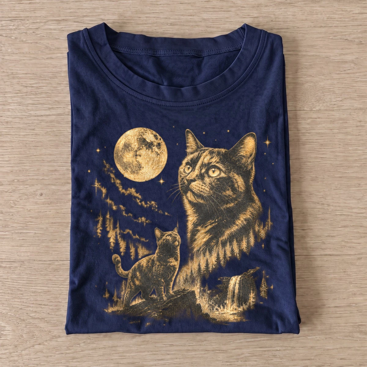 Moonlit tabby cat graphic t shirt navy20moonlit tabby.webp