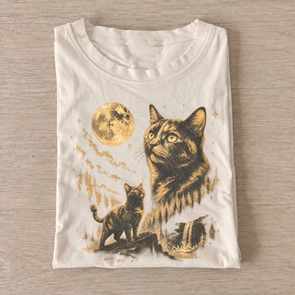Moonlit tabby cat graphic t shirt sand20moonlit tabby.webp