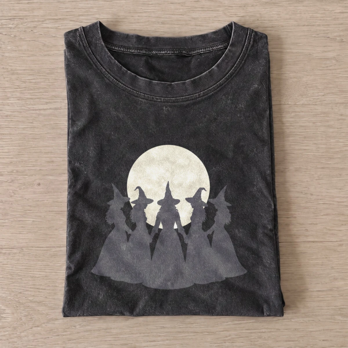 Moonlit Witch Circle Vintage Graphic T-Shirt — graphic design