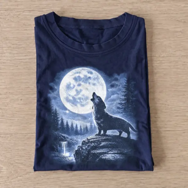 Moonlit wolf dachshund t shirt navy20moonlit wolf.webp