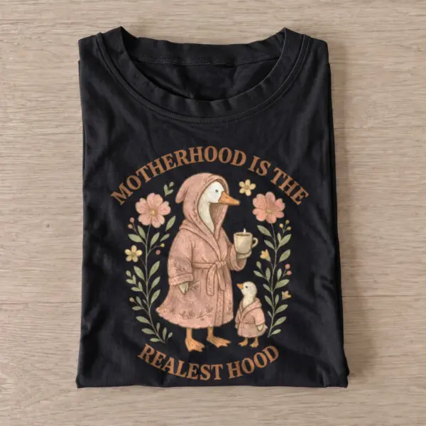 Motherhood is the realest hood goose t shirt black20motherhood goose.webp