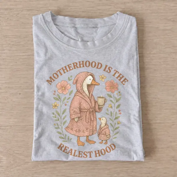 Motherhood is the realest hood goose t shirt gray20motherhood goose.webp