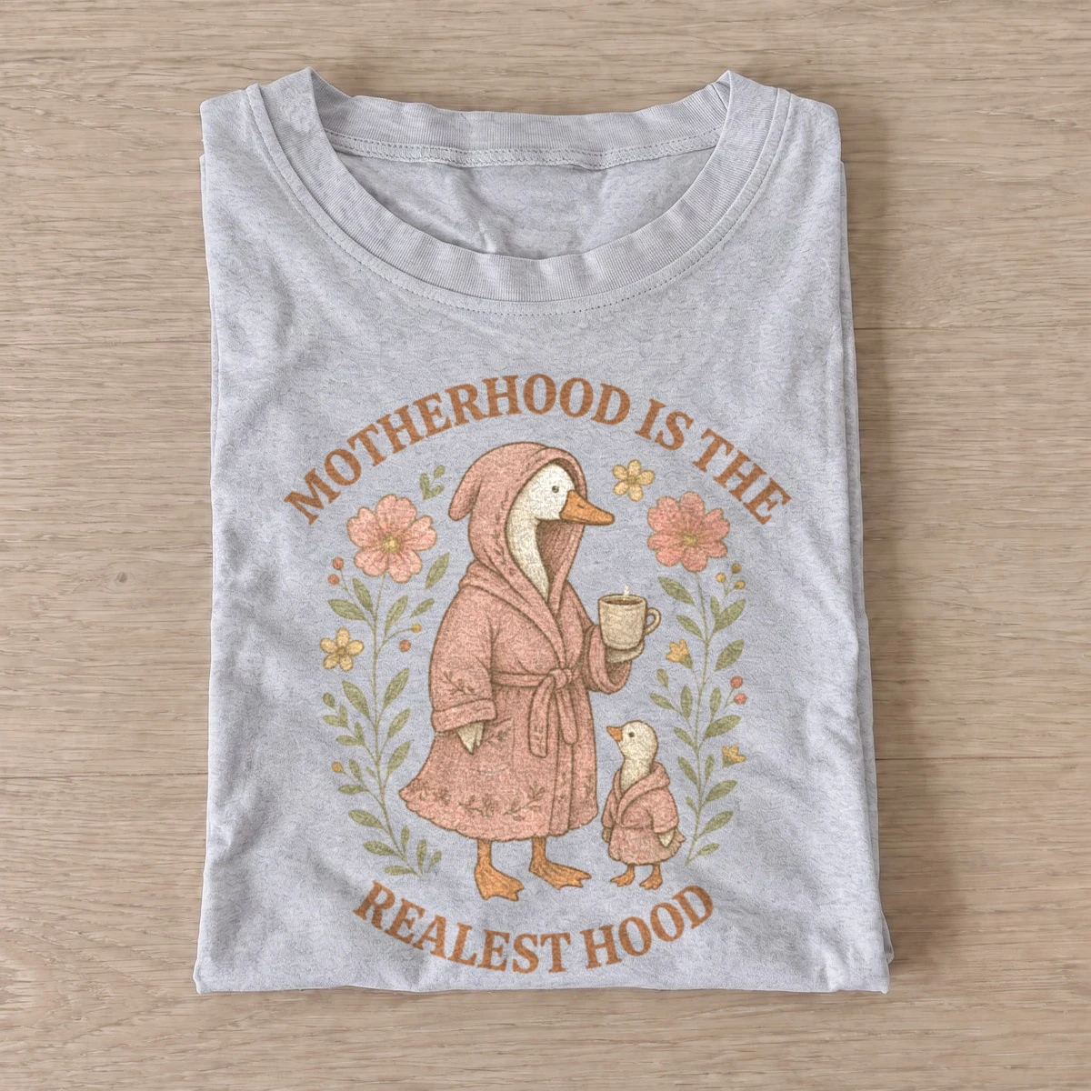 Motherhood is the realest hood goose t shirt gray20motherhood goose.webp