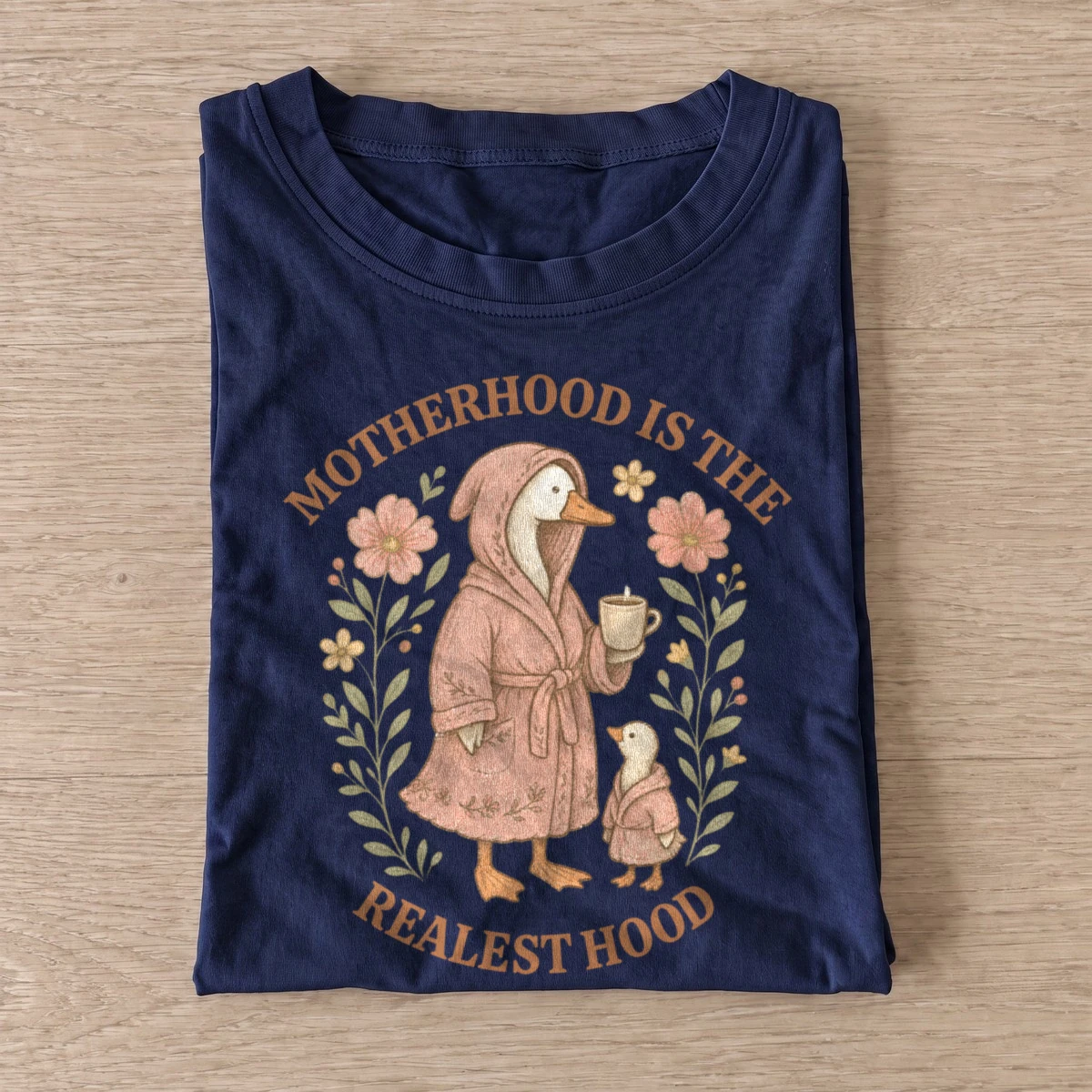 Motherhood is the realest hood goose t shirt navy20motherhood goose.webp