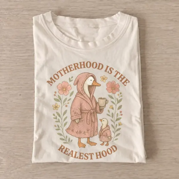 Motherhood is the realest hood goose t shirt sand20motherhood goose.webp