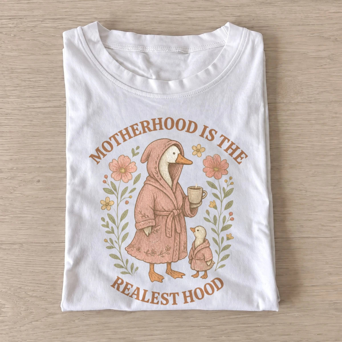 Motherhood is the realest hood goose t shirt white20motherhood goose.webp