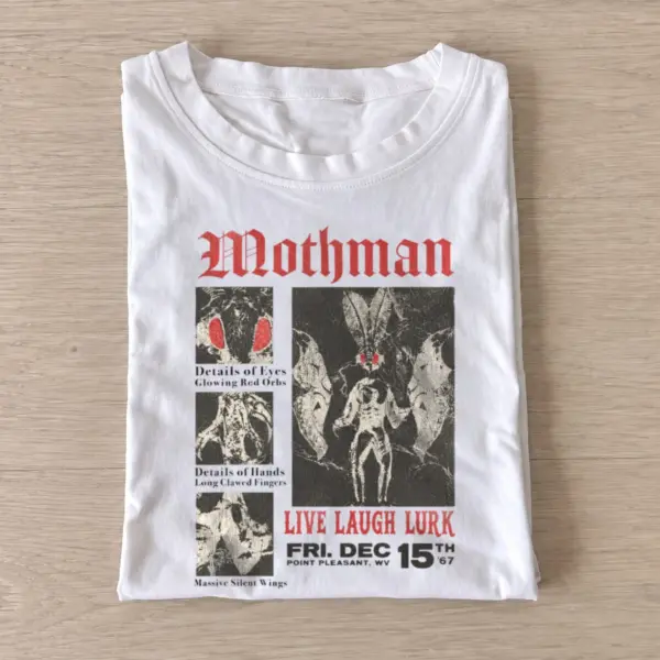 Mothman live laugh lurk graphic t shirt white20live laugh lurk.webp