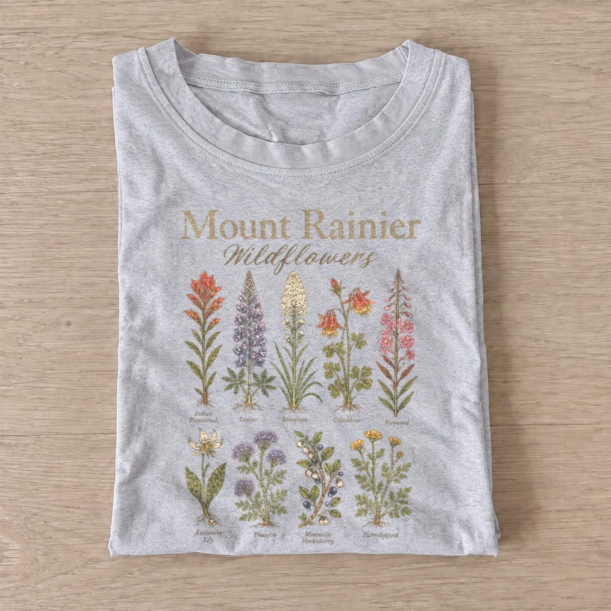 Mount rainier wildflowers botanical t shirt gray20rainier wildflowers.webp