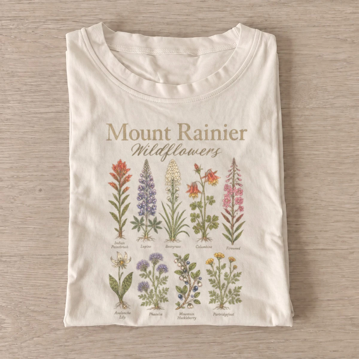 Mount rainier wildflowers botanical t shirt sand20rainier wildflowers.webp