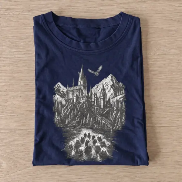 Mountain castle graphic t shirt navy20mountain castle.webp