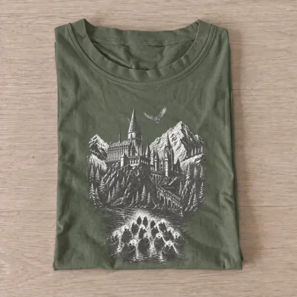 Mountain castle graphic t shirt olive20mountain castle.webp