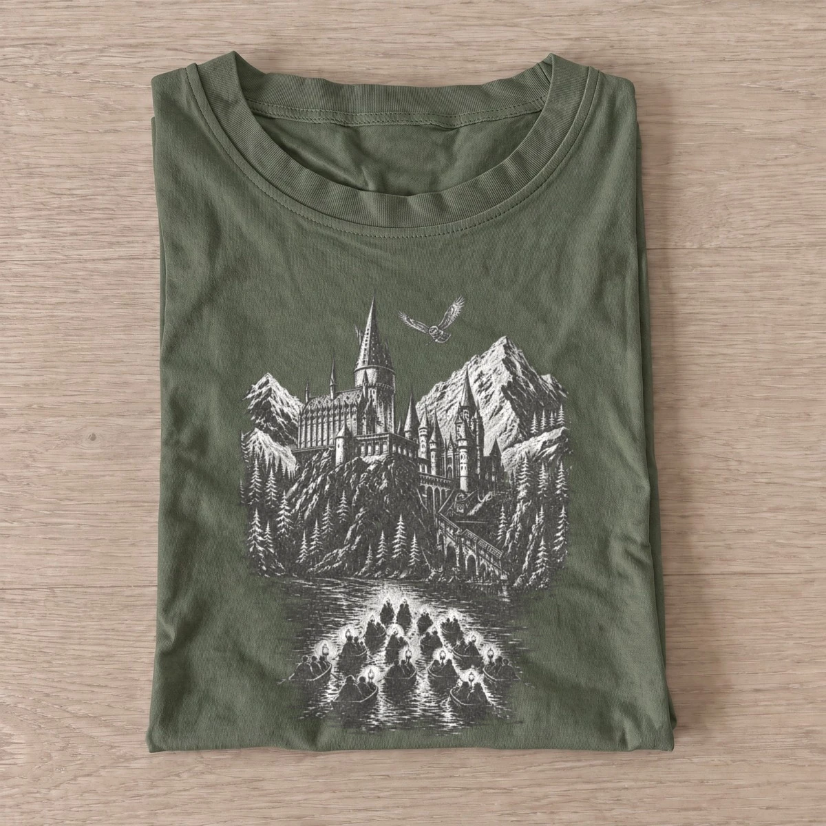 Mountain castle graphic t shirt olive20mountain castle.webp