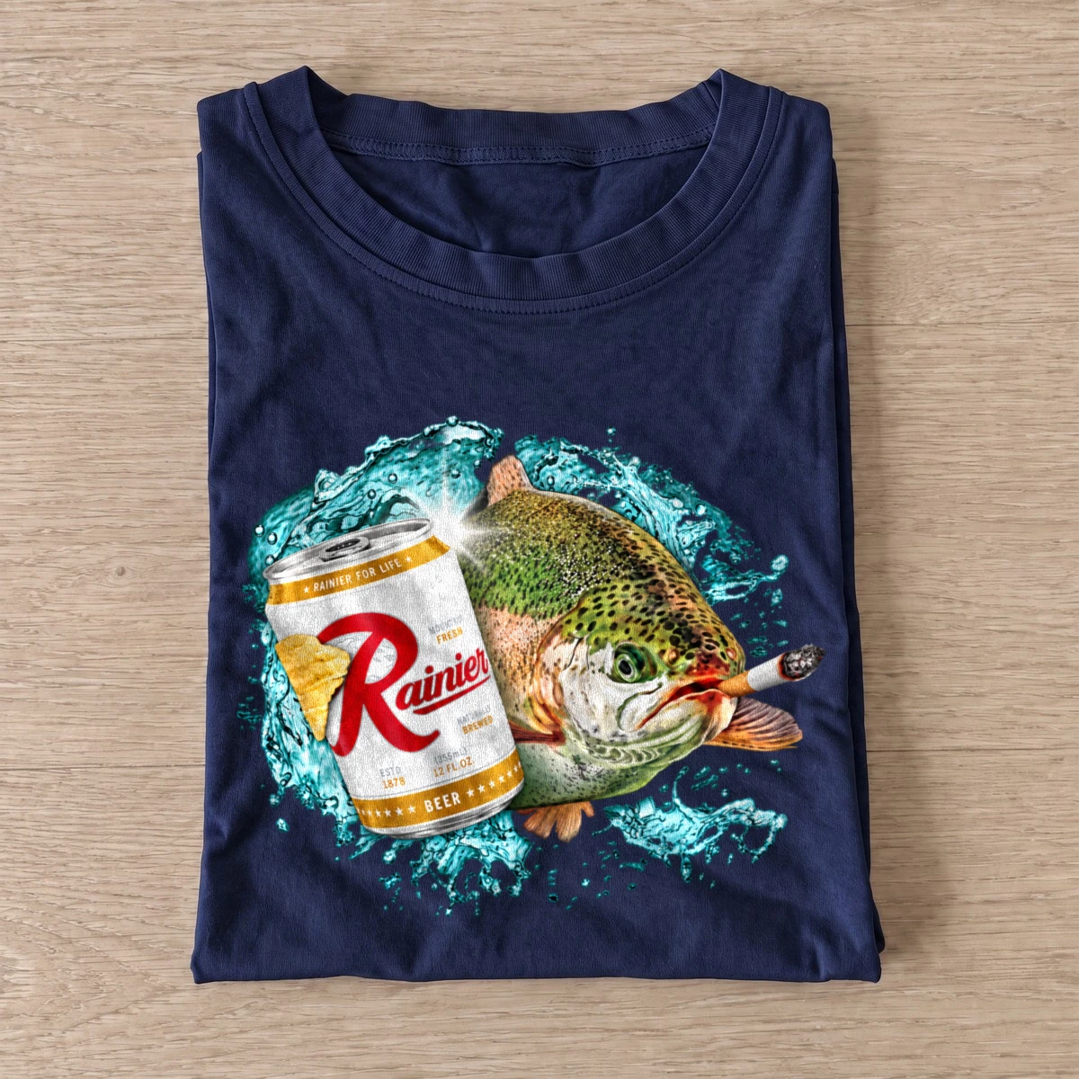 Mountain fresh trout fishing t shirt navy20mountain20fresh20trout.webp
