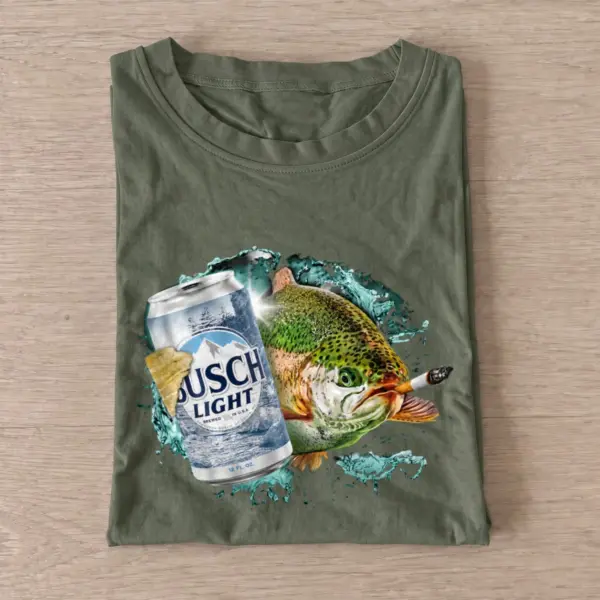 Mountain Lager Trout Fishing T-Shirt — graphic design
