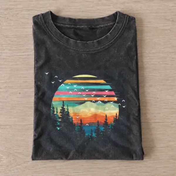 Mountain sunset vintage t shirt washed20black20mountain sunset.webp