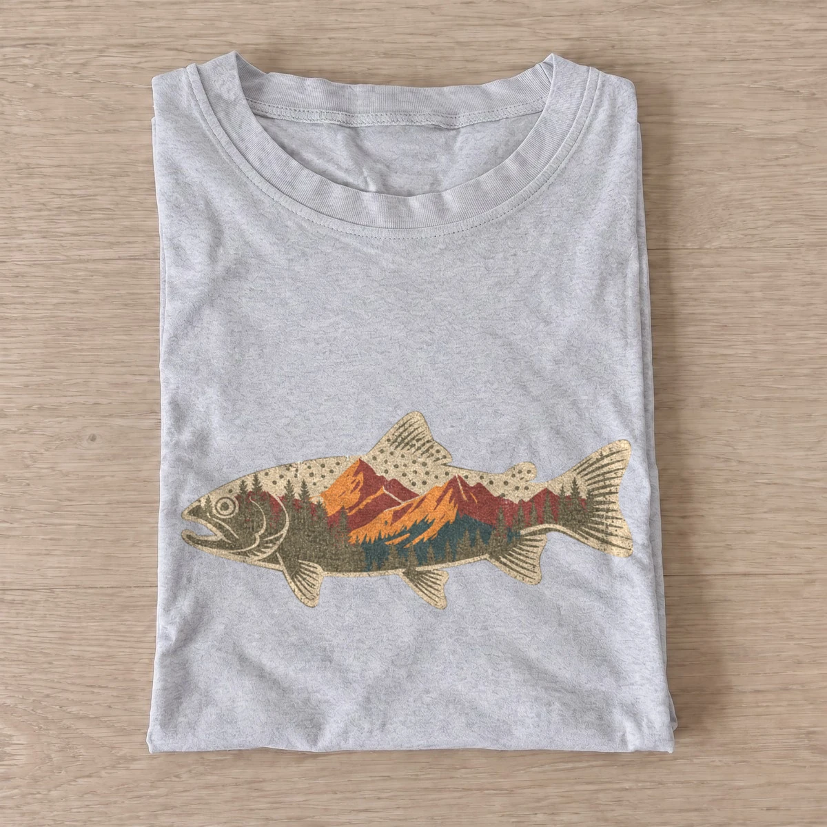 Mountain trout silhouette graphic t shirt gray20mountain trout.webp