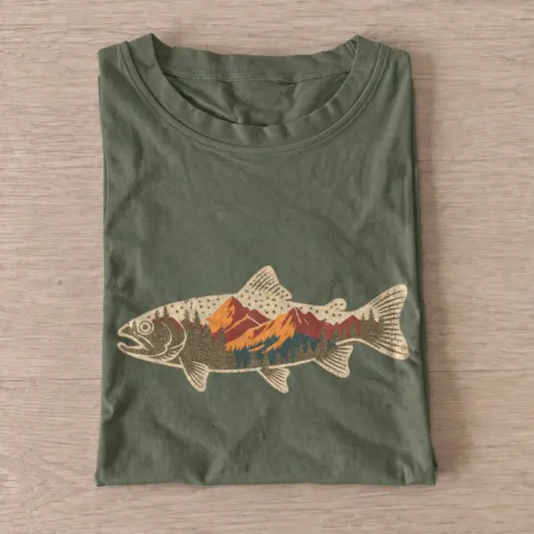 Mountain trout silhouette graphic t shirt olive20mountain trout.webp