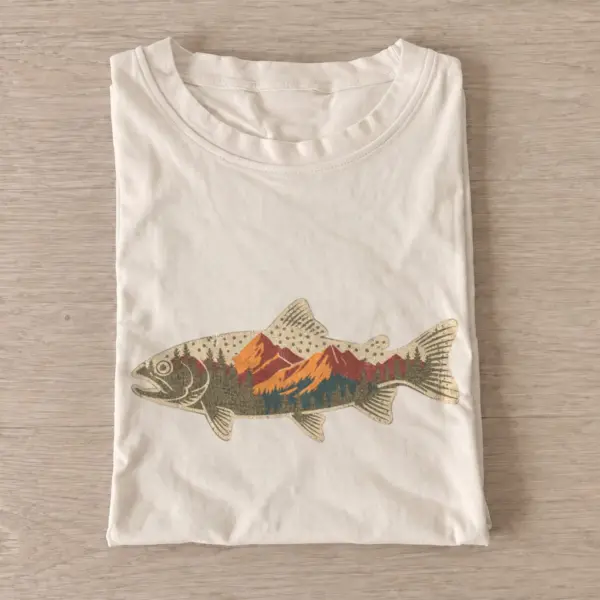 Mountain trout silhouette graphic t shirt sand20mountain trout.webp