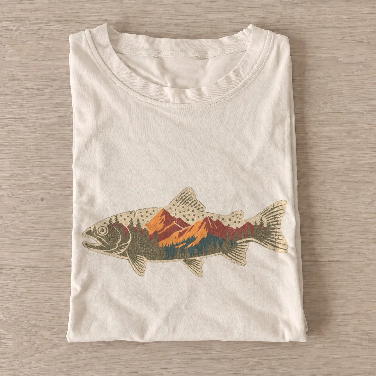 Mountain trout silhouette graphic t shirt sand20mountain trout.webp