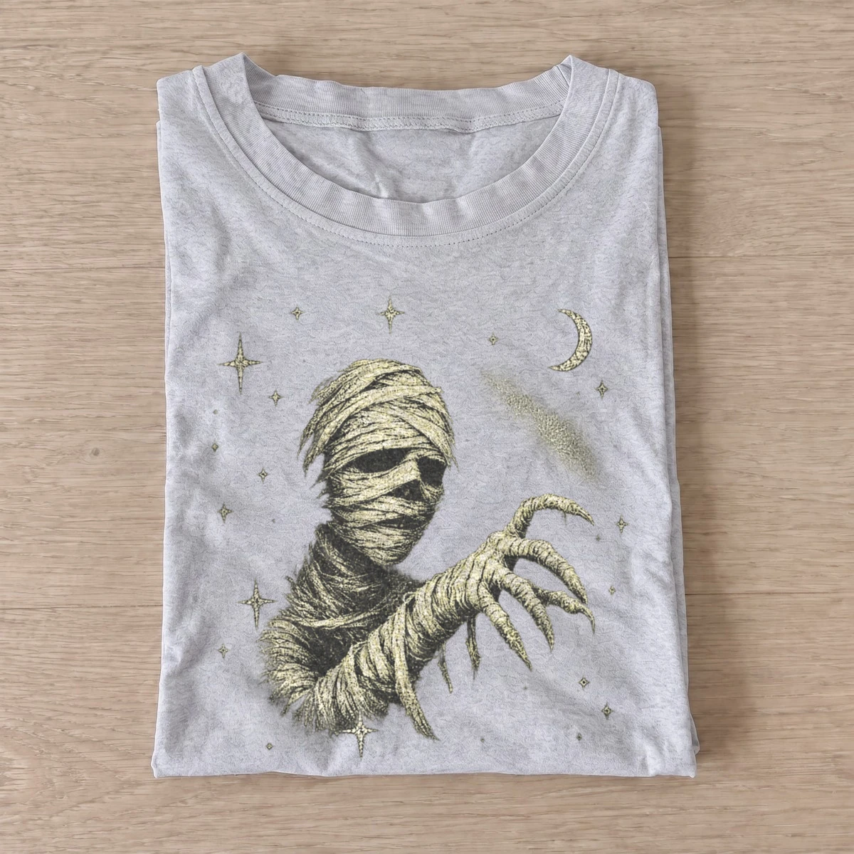 Mummy and crescent moon t shirt gray20mummy moon.webp
