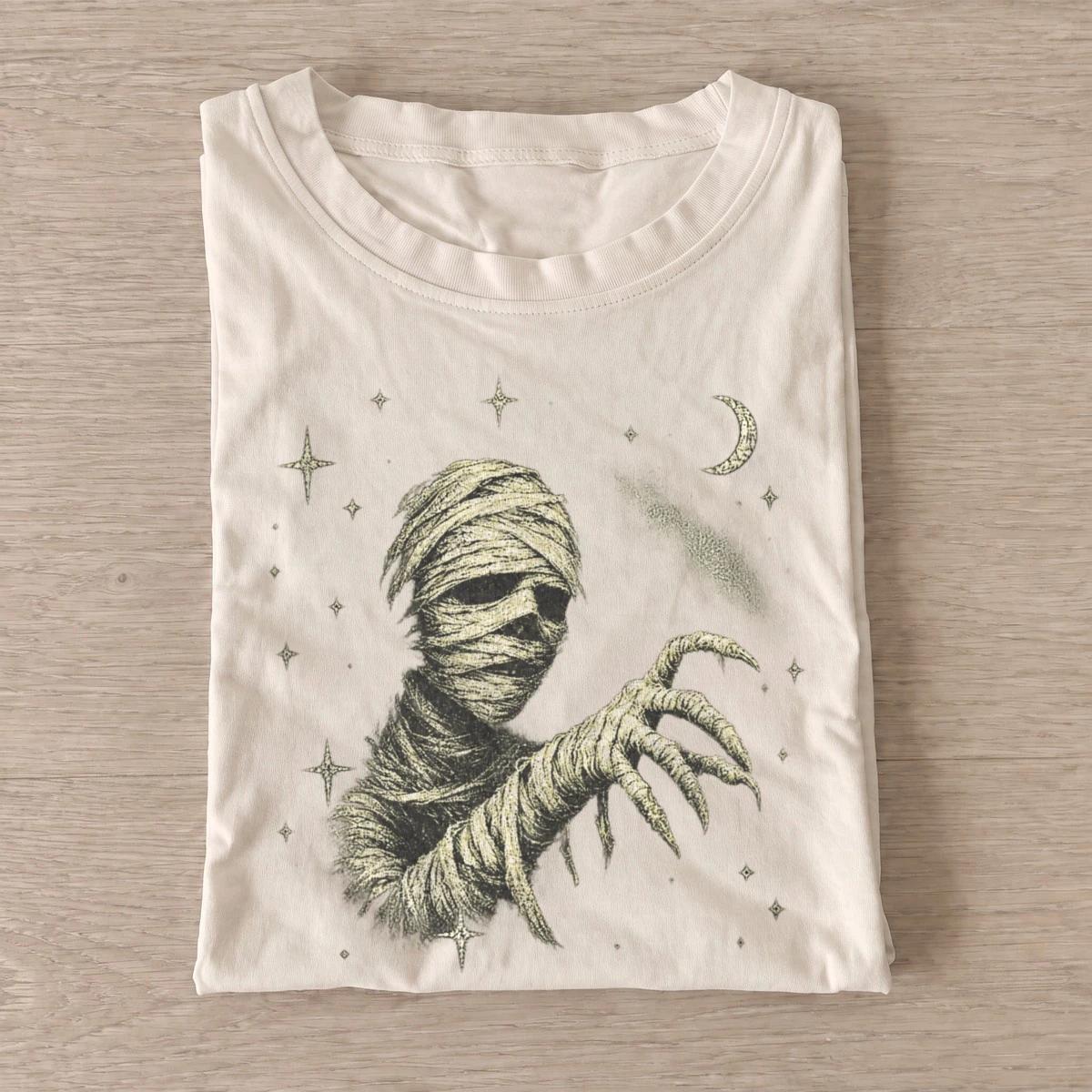 Mummy and crescent moon t shirt sand20mummy moon.webp