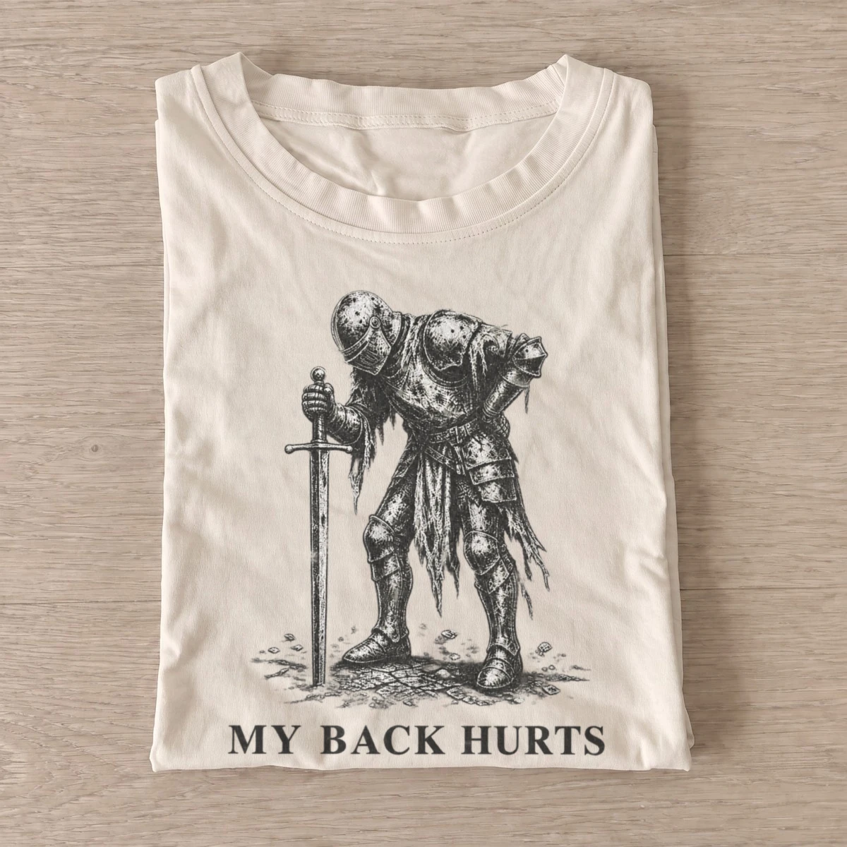 My back hurts knight t shirt sand20back hurts knight.webp