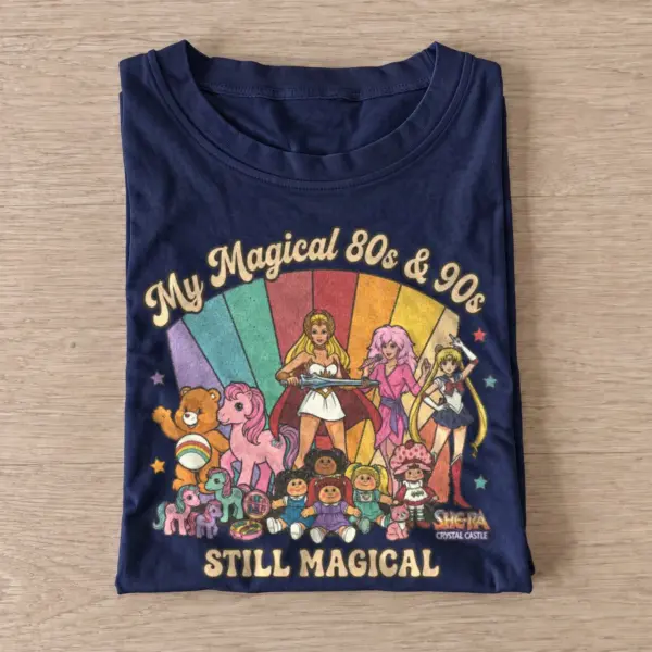 My magical 80s 90s heroes t shirt navy20magical childhood heroes.webp