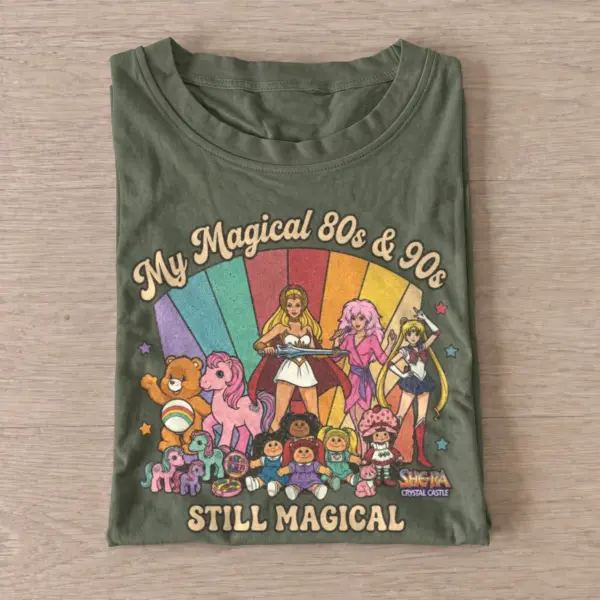 My magical 80s 90s heroes t shirt olive20magical childhood heroes.webp