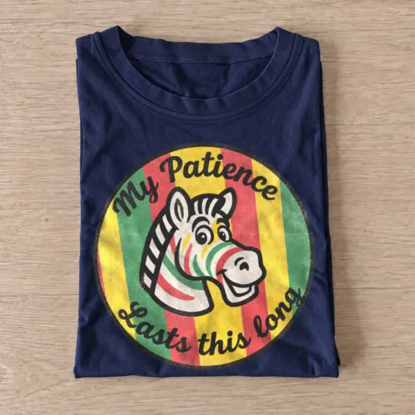 My patience lasts this long zebra t shirt navy20short patience zebra.webp