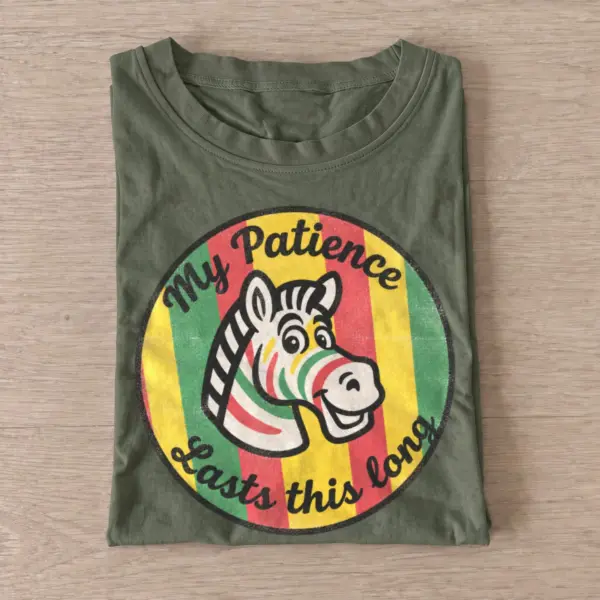 My patience lasts this long zebra t shirt olive20short patience zebra.webp