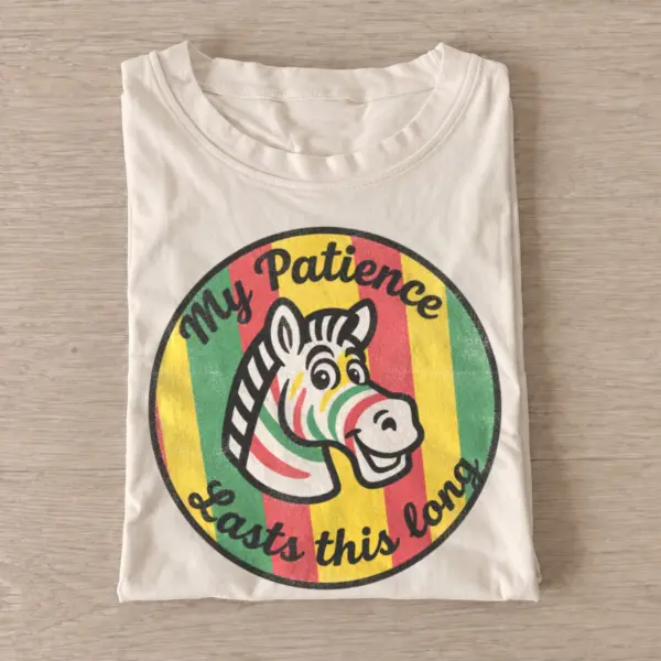 My patience lasts this long zebra t shirt sand20short patience zebra.webp