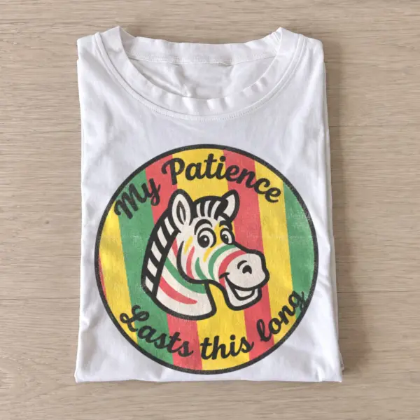 My patience lasts this long zebra t shirt white20short patience zebra.webp