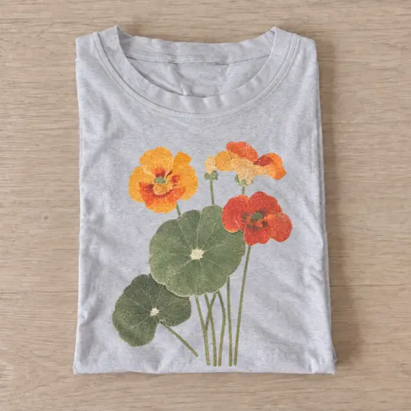Nasturtium blooms botanical t shirt gray20nasturtium blooms.webp