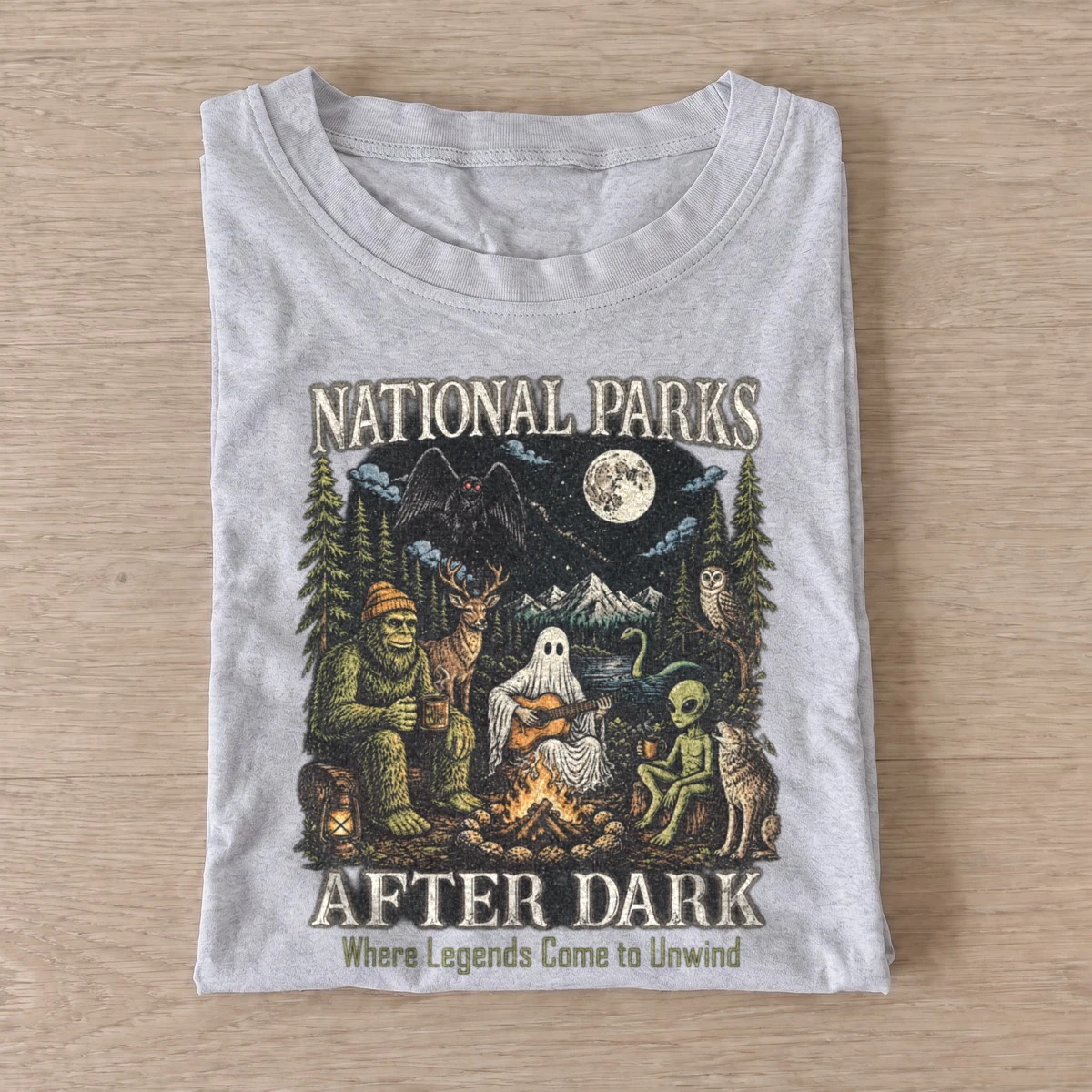 National parks after dark campfire legends t shirt gray20parks after dark.webp