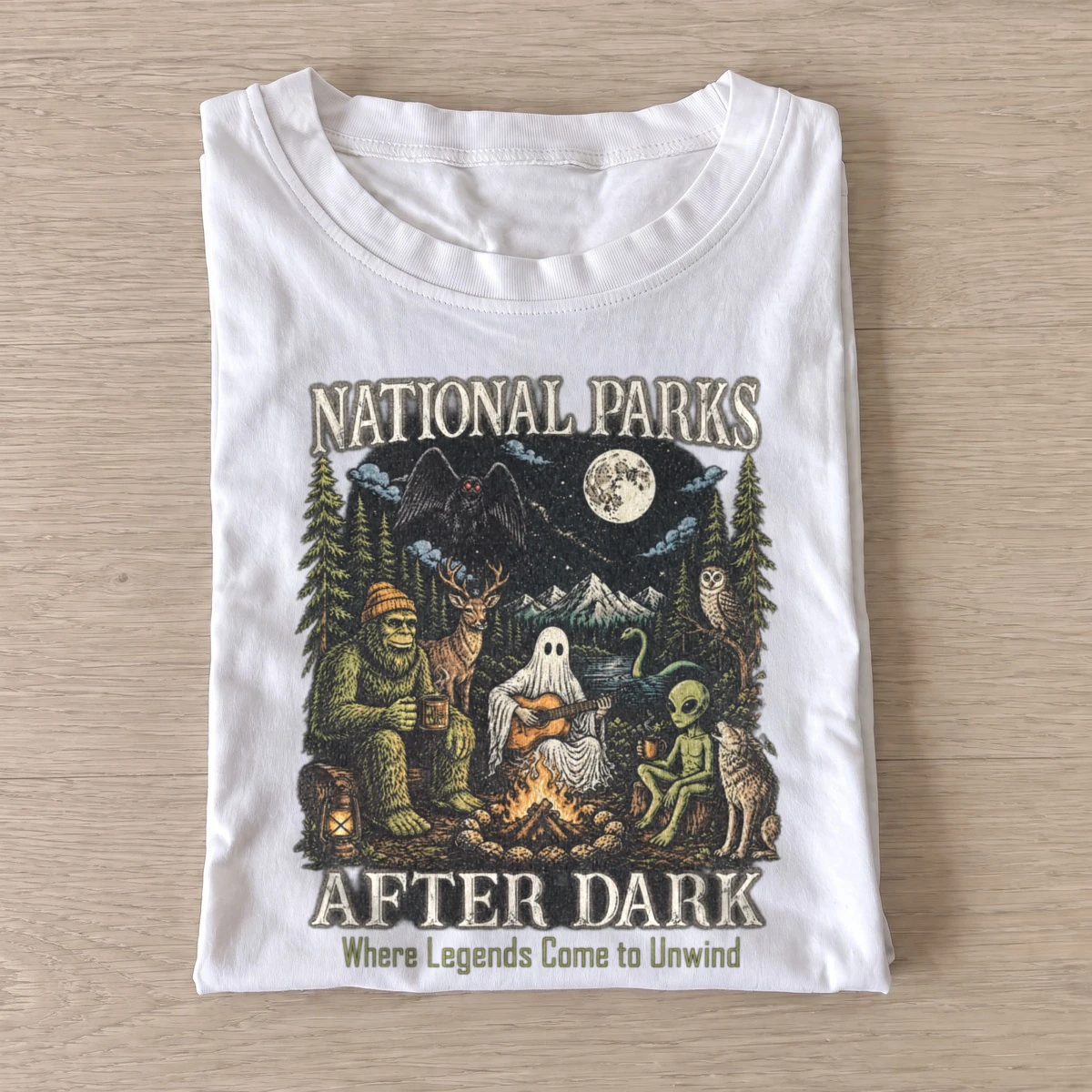National parks after dark campfire legends t shirt white20parks after dark.webp