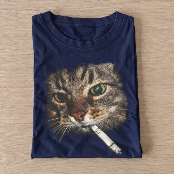 Navy smoking tabby cat