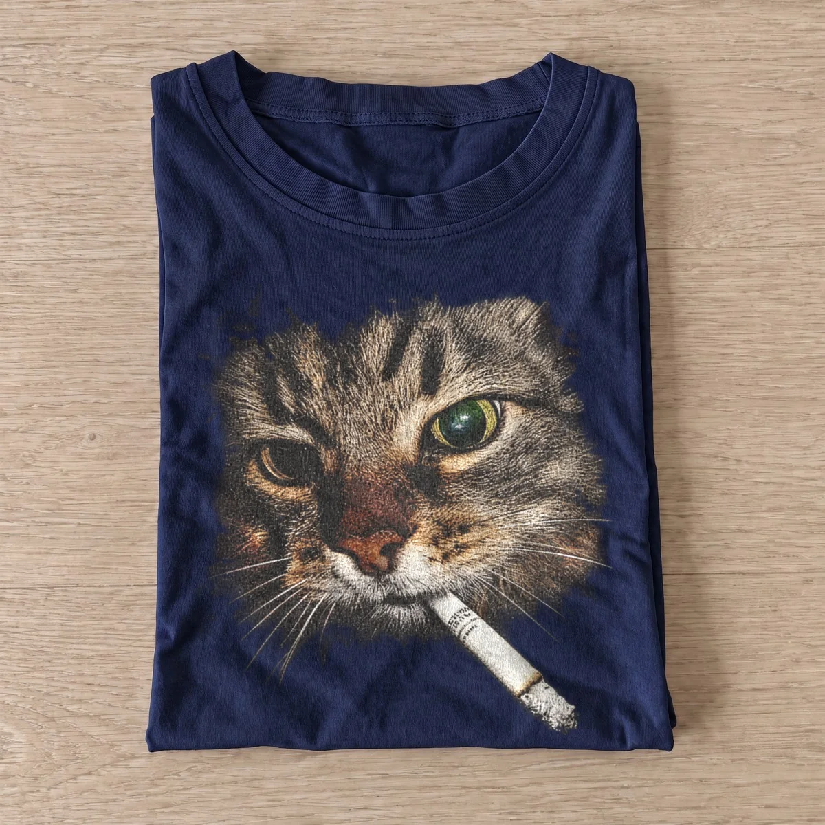 Navy smoking tabby cat