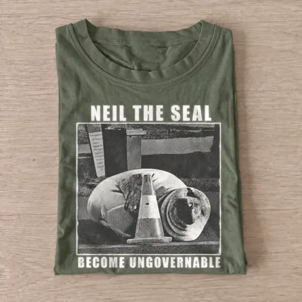 Neil the seal become ungovernable t shirt olive20ungovernable seal.webp