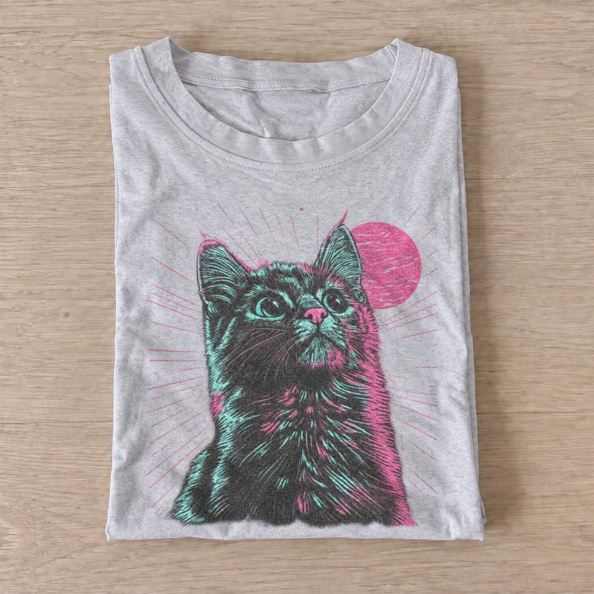 Neon black cat t shirt gray20neon black cat.webp