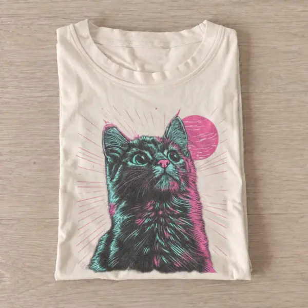 Neon black cat t shirt sand20neon black cat.webp