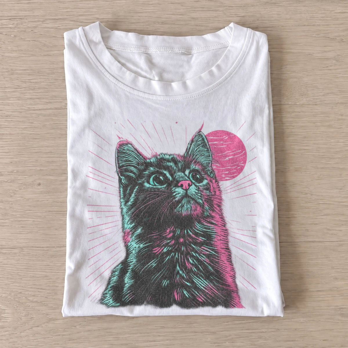 Neon black cat t shirt white20neon black cat.webp